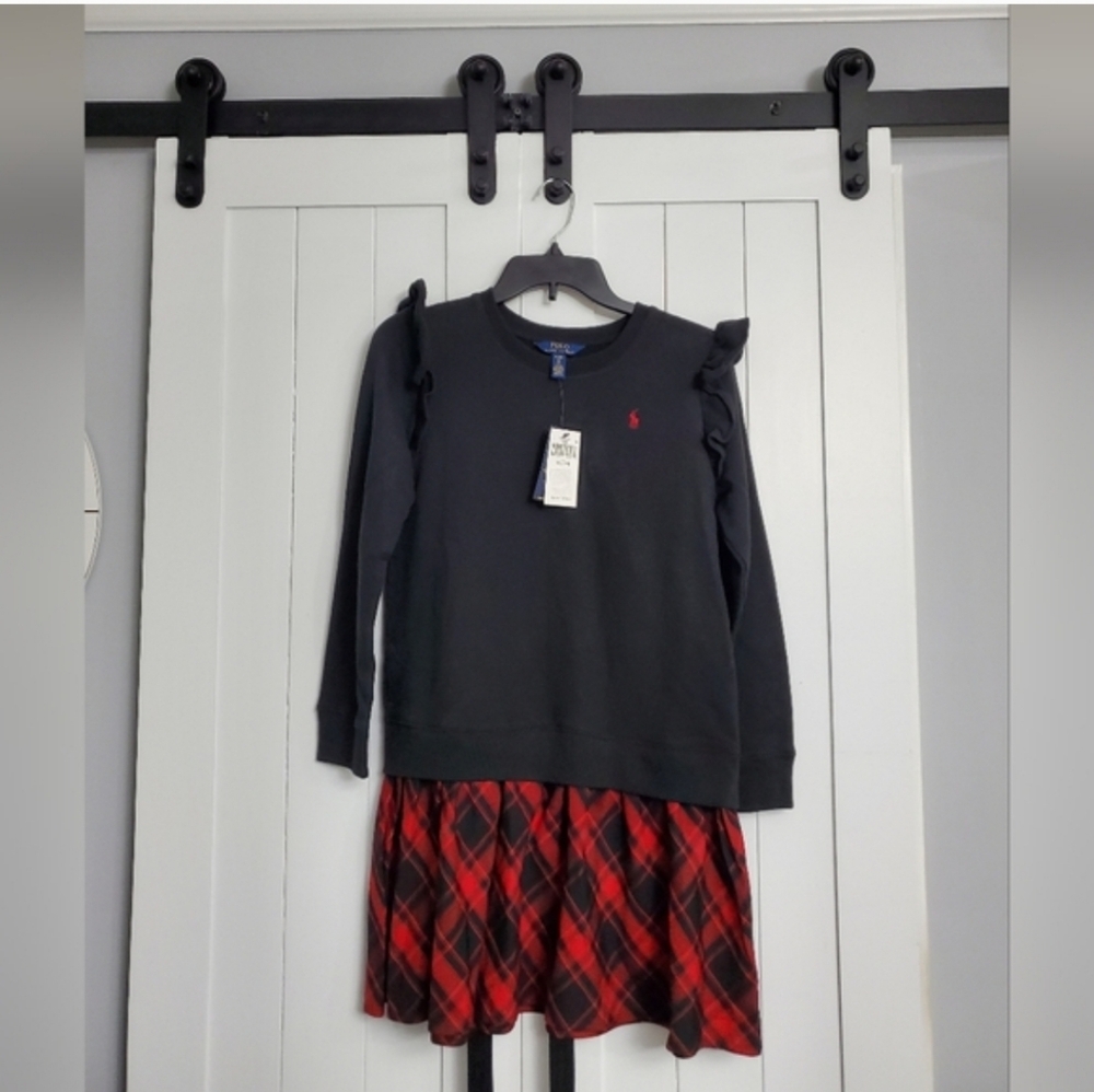 Polo Ralph Lauren Plaid Fleece Sweatshirt Dress. NEW!